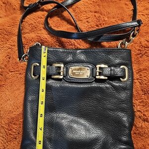 Michael Kors Black Leather Crossbody Bag with Gold Accents